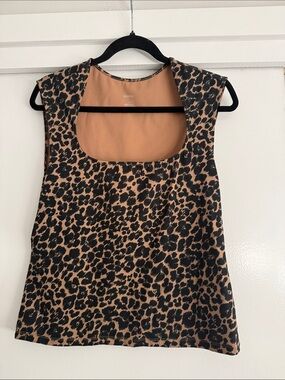 Maeve Leopard Print Square Neck Tank - size L